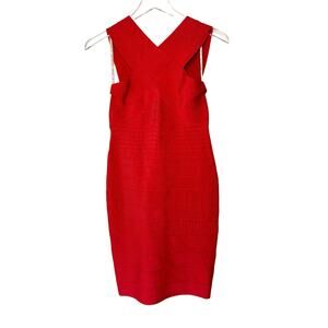 Herve Leger Dress Red Party Night Out High Neck Bandage Bodycon Dress Large